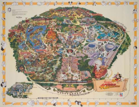 Disneyland "40 Years of Adventures" 1995 Map - ID: jun22001 Disneyana