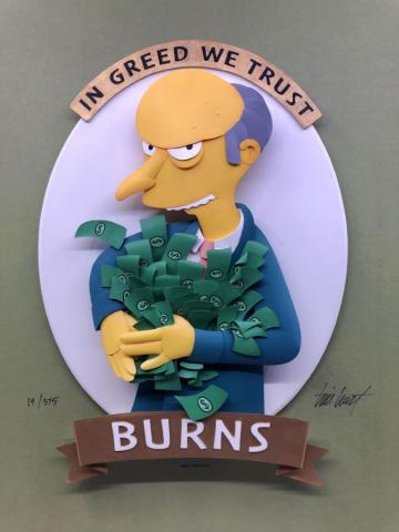 In Greed We Trust  Simpsons Signed LImited Edition - ID: junsimpsons21002 Fox