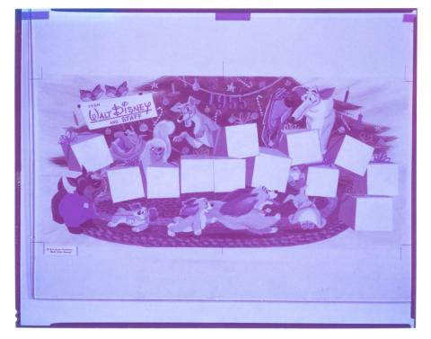 1954 Disney Studios Christmas Card Printing Transparency - ID: mardisney22082 Walt Disney