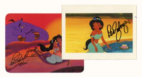 Aladdin Postcards Signed by Lea Salonga and Frank Welker - ID: mardisney22381 Disneyana