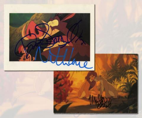 Lion King Postcards Signed by Matthew Broderick, Nathan Lane, and Ernie Sabella - ID: mardisney22384 Disneyana