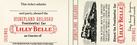 Disneyland Railroad Lilly Belle Presidential Car Admission Ticket - ID: mardisneyland22029 Disneyana