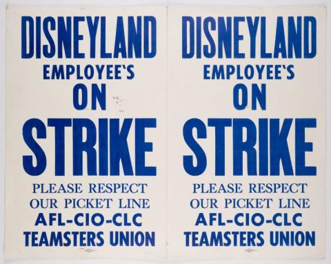 Disneyland Cast Member Strike Two-Sided Picket Sign - ID: mardisneyland22210 Disneyana