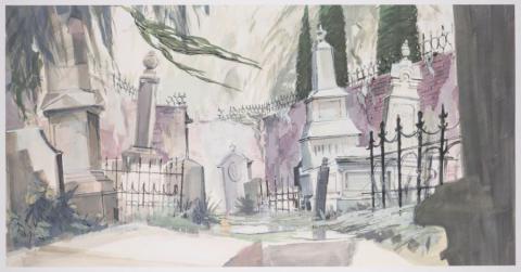 Haunted Mansion Graveyard Concept Art Disneyland Print - ID: marmansion22149 Disneyana