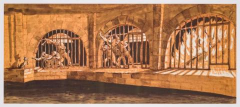 Pirates of the Caribbean Prison Scene Concept Art Disneyland Print - ID: marpirates22152 Disneyana