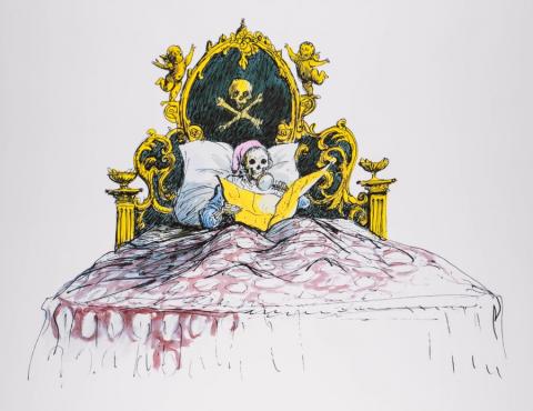 Pirates of the Caribbean Skeleton Captain Concept Art Disneyland Print - ID: marpirates22157 Disneyana