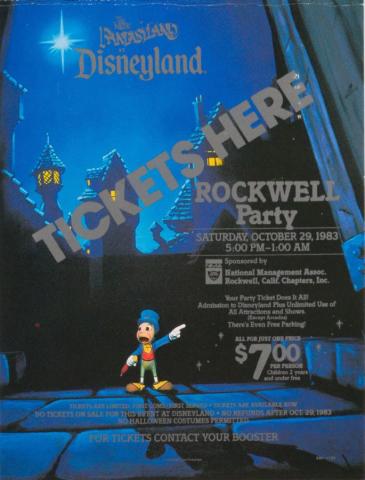 1983 Rockwell Party Disneyland Company Event Ticket Promotional Standee - ID: martickets22120 Disneyana