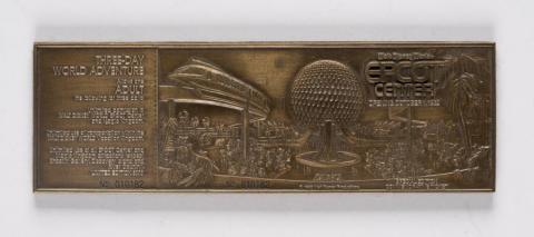 EPCOT Commemorative Grand Opening Ticket Paperweight - ID: may22010 Disneyana