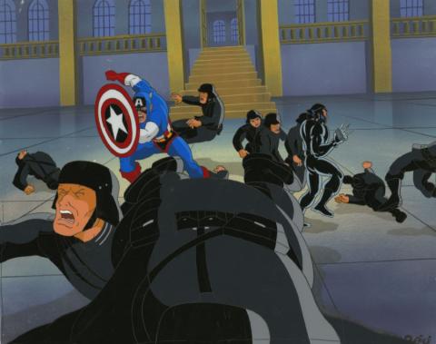 X-Men Old Soldiers Captain America Key Cel and Background - ID: may22086 Marvel