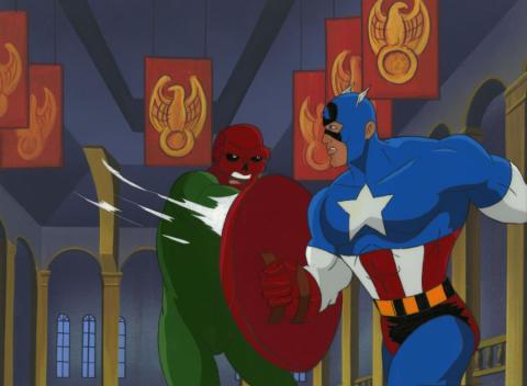 X-Men Captain America & Red Skull Production Cel, Drawing, and Background - ID: may22108 Marvel