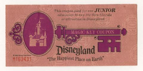 Disneyland 1970s Single Junior Magic Key Coupon - ID: may22254 Disneyana
