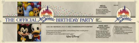 Disneyland 30th Birthday Party Passport Test Print - ID: may22288 Disneyana