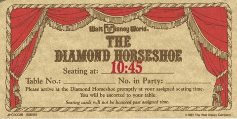 The Diamond Horseshoe WDW Seating Ticket - ID: may22396 Disneyana