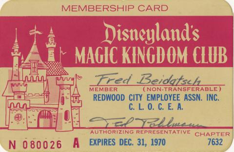 1970 Disneyland's Magic Kingdom Club Membership Card - ID: may22397 Disneyana