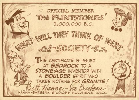 Flintstones Fan Club Certificate - ID: novflintstones21007 Hanna Barbera