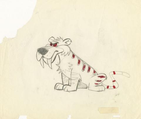 Flintstones Saber-toothed Tiger Development Drawing - ID: novflintstones21049 Hanna Barbera
