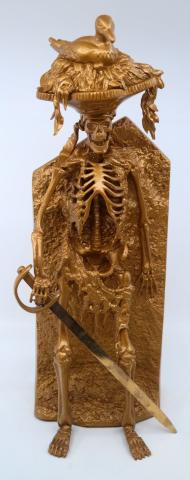 Pirates of the Caribbean Golden Bird Head Skeleton Pirate Figurine  - ID: octdisneyana21141 Disneyana