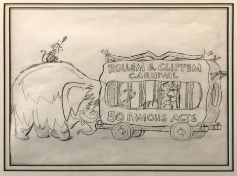 Flinstones Circus Business 1965 Concept Drawing
 - ID: octflintstones21121 Hanna Barbera
