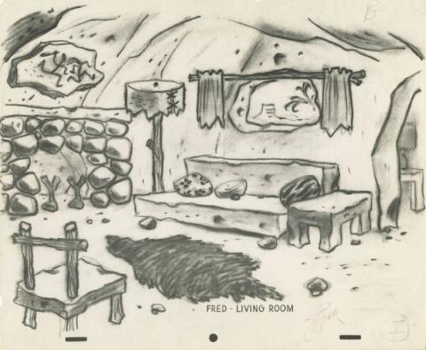 The Flintstones Living Room Photostat Background Concept - ID: octflintstones21150 Hanna Barbera