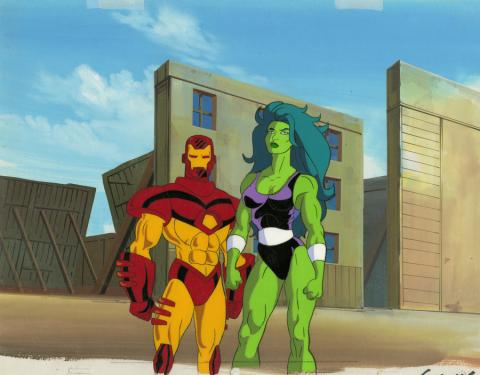 Iron Man and She Hulk Production Cel and Background  - ID: octhulk20251 Marvel