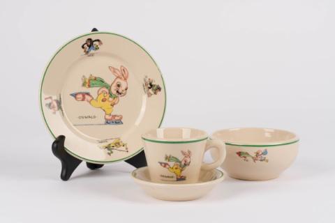 1946 Oswald the Rabbit Dish Set by Warwick China - ID: oswald0001set Disneyana