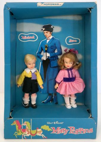 1960s Mary Poppins Jane and Michael Horsman Doll Set - ID: sepdisneyana21015 Disneyana