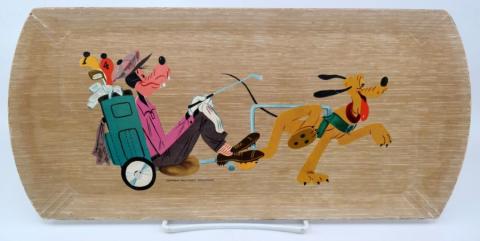 1960s Goofy and Pluto Wood Litho Tray by Hasko - ID: sepdisneyana21033 Disneyana