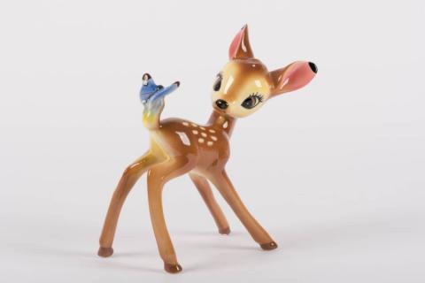 Bambi With Butterfly Ceramic Figurine by Shaw Pottery - ID: shaw00004 Disneyana