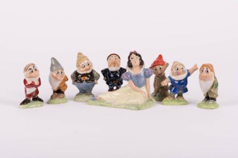1980s Snow White and the Seven Dwarfs Figurine Set by Wade Heath - ID: wade0015snows Disneyana