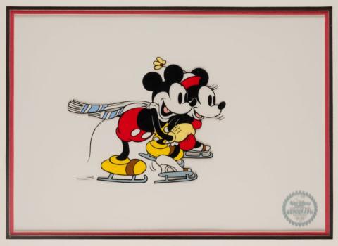 1980s Mickey and Minnie Mouse "On Ice" Limited Edition Sericel - ID: apr22144 Walt Disney