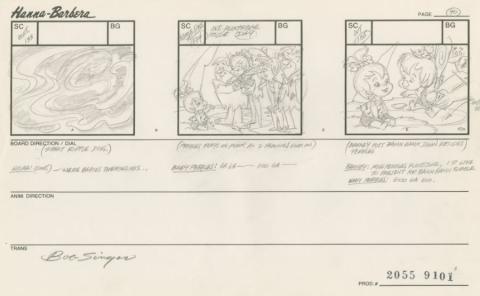 The Flintstones: Hollyrock-a-Bye Baby Storyboard Drawing - ID: apr23049 Hanna Barbera