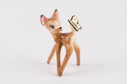 Bambi with Butterfly Ceramic Figurine by Shaw Pottery (c.1940s) - ID: aprshaw22038 Disneyana
