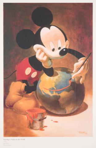 "Putting a Smile on the World" Mickey Mouse Print by Paul Felix (2008) - ID: aug22049 Disneyana