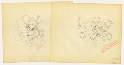 Pair of Nifty Nineties Production Drawings by Ward Kimball - ID: augnifty21162 Walt Disney