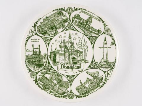 Disneyland Lands Souvenir Ceramic Plate (c.1960's) - ID: dec22137 Disneyana