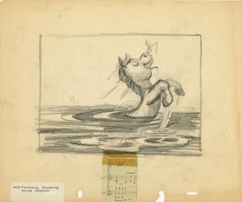 Fantasia Swiming Baby Pegasus Story Concept Drawing - ID: decfantasia20170 Walt Disney