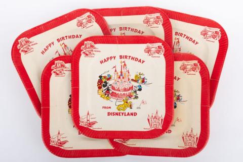 Set of (6) Disneyland Birthday Paper Plates - ID: feb23595 Disneyana
