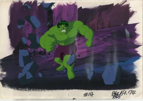 Incredible Hulk Smashing Production Cel and Background - ID: hulk32108 Marvel