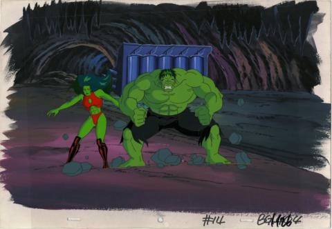 Incredible Hulk and She-Hulk Production Cel and Background - ID: hulk32125 Marvel
