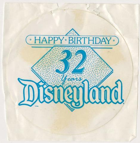 1987 Disneyland 32nd Anniversary Cast Member Sticker  - ID: jan23211 Disneyana