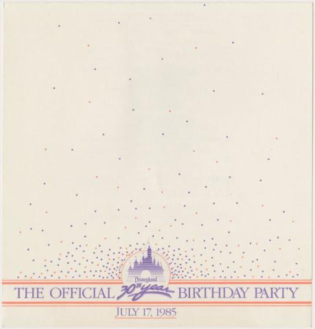 1985 Disneyland Official 30th Year Birthday Party Program - ID: jan23229 Disneyana