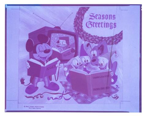 Walt Disney Studios Christmas Card Front Cover Printing Transparency (1954) - ID: mardisney22084 Walt Disney