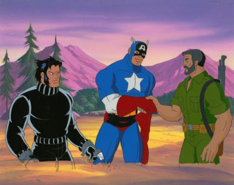 X-Men Old Soldiers Wolverine and Captain America Key Cel and Background - ID: may22104 Marvel