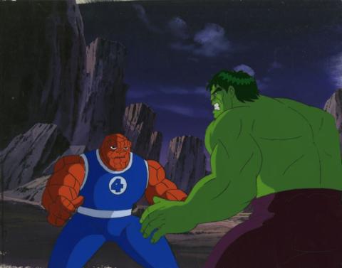 The Fantastic Four The Thing & Incredible Hulk Production Cel and Background - ID: may22302 Marvel