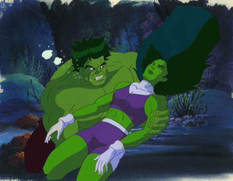 The Incredible Hulk and She-Hulk Production Cel and Background - ID: may22306 Marvel