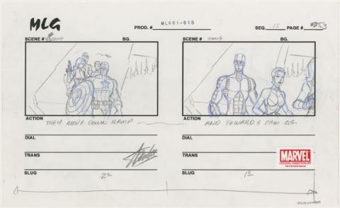Stan Lee Signed Ultimate Avengers Storyboard Drawing and Print - ID: mlg100485 Marvel