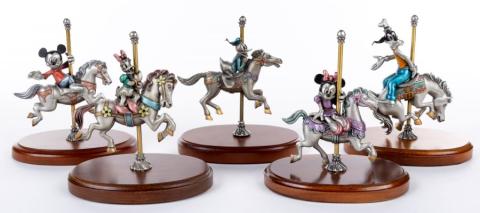 Chilmark Set of (5) "Carousel Ride" Pewter Figurines (c.2000s) - ID: nov22156 Disneyana