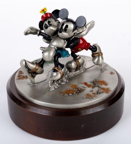 "Mice on Ice" Mickey & Minnie Pewter Figurine by Chilmark - ID: nov22157 Disneyana