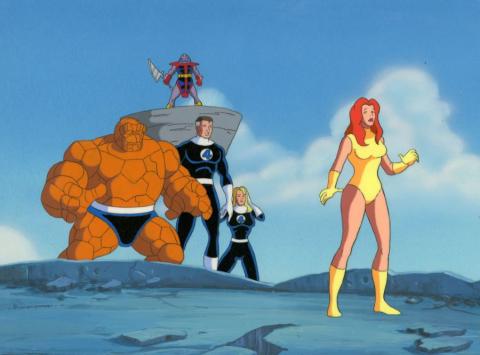 Fantastic Four, Nova, and Terrax Production Cel and Background - ID: oct22199 Marvel