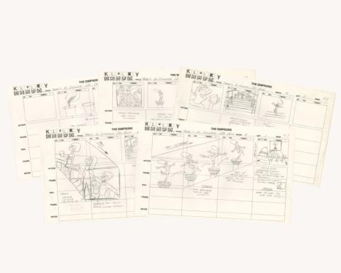 Set of (4) The Simpsons There's No Disgrace Like Home Storyboard Drawings - ID: oct23285 Fox